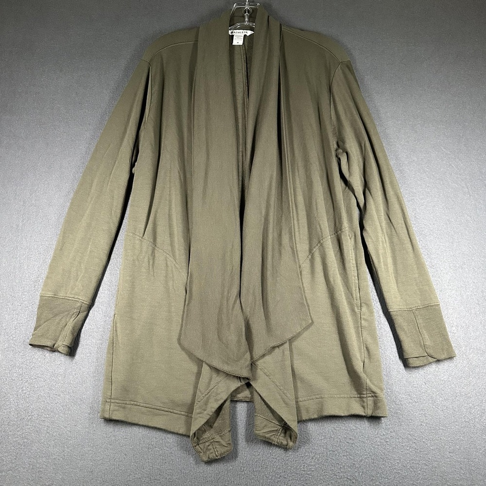 Athleta Pranayama Restore Wrap Womens Medium Green Modal Cardigan Knit Stretch